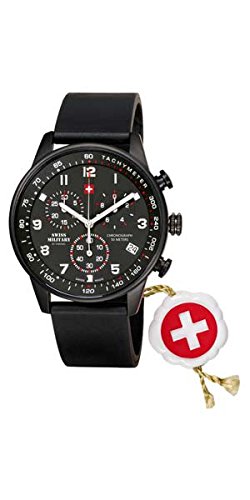 Montre Homme Chrono Noir Swiss Military avec bracelet silicone