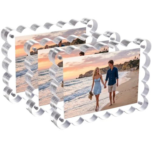 HJYAXQOP 3Pack 4x6 Inch Scalloped Acrylic Picture Magnetic Frames