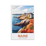 EKMCL Retro-Blechschild, Maine, Neuengland, Dekorative Wandplakette für Wohnzimmer, Schlafzimmer, Cafés, Kaffeebars, Geschenkidee, 20 x 30 cm