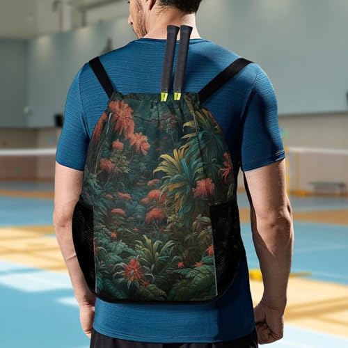 Mochila con cordón de estilo botánico para gimnasio y senderismo 7