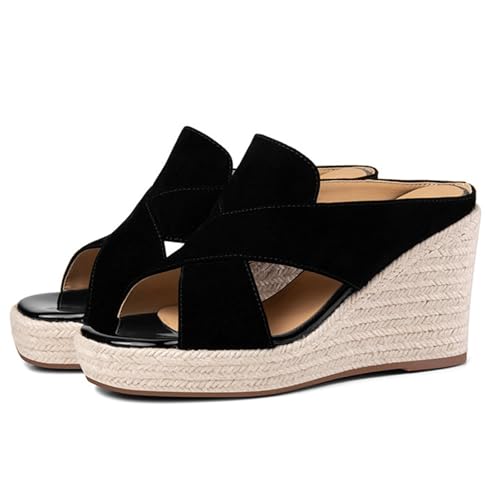 Platform Wedge Sandals for Women, Slip On Sandal, Open Toe Shoes, Women's Summer High Heel Casual Vacation Beach Sandals, 3.34