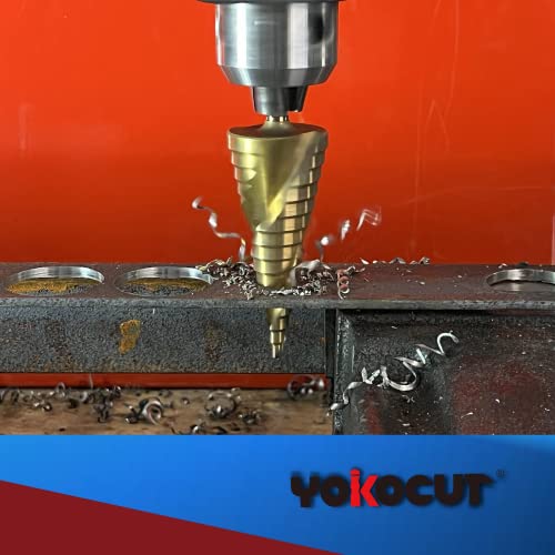 4-tlg Stufenbohrer Satz, Spiralnut Schälbohrer Kegelbohrer, Blechbohrer, Konusbohrer, Metallbohrer, HSS Titanbeschichtet Stufenbohrer 4-12mm/4-20mm/4-32mm, Step Drill