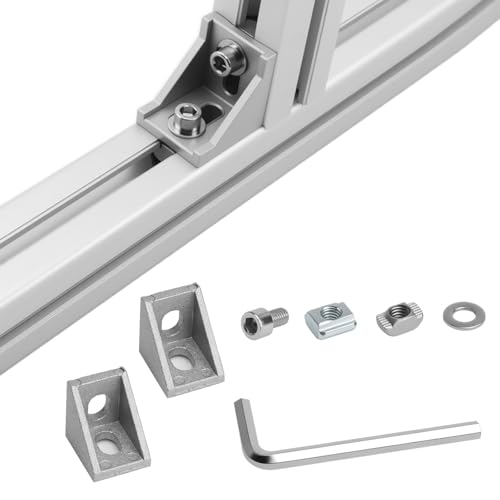 APOMOONS 20 Perfil Aluminio 20x20mm Conector Angular de Perfil de Aluminio, Se Utiliza para Reforzar Puertas, Ventanas, Estantes y Bancos de Trabajo