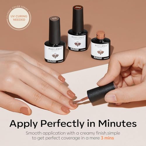 Image of modelones 40 Pcs Gel Nail Polish Set, 36 Colors Winter Nude Brown White Burgundy Red Blue Black Glitter Gel Polish Kit with Base Coat& Matte Glitter Glossy Top Coat Salon DIY Manicure