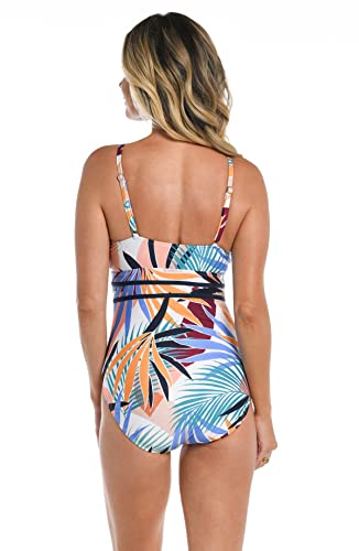 24th & Ocean Women's Standard High Neck Keyhole One Piece Swimsuit
