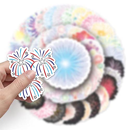 Fireworks Stickers |50Pcs Fireworks Waterproof Vinyl Decals for Water Bottles Laptop Luggage Cup Computer Mobile Phone Skateboard