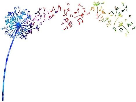 SUPERDANT Colorful Music Notes Dandelion Wall Sticker Flower Wall Decal ...