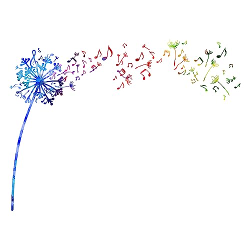 SUPERDANT Music Notes Wall Stickers Dandelion Wall Decals Watercolor Flowers Vinyl Art Peel and Stick for Bedroom Living Room Music Lover's Home Decoration