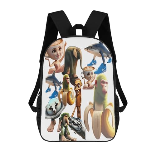 Tralalero-Tralala Brainrot Merch Laptop Backpack Tablet Lightweight Backpack Sleek Design for Travel Business Casual 17inch