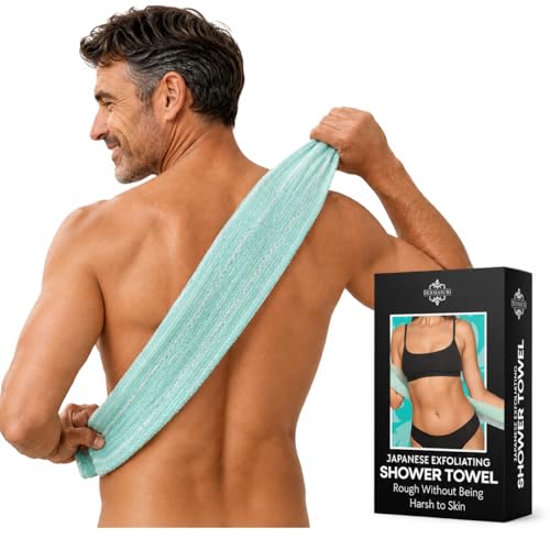 Dermasuri - Japanese Exfoliating Washcloth - Exfoliating Body Scrubber and Back Scrub Exfoliating Shower Towel Loofah Exfoliation Removes Dry & Dead Skin Wash Cloths for Showering