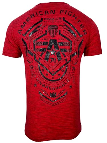 American Fighter Men's T-Shirt Crestline Crew Neck Red3