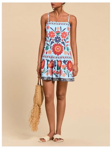 Image of Floerns Women's Sleeveless Cami Dress Floral Flounce Hem Summer Short Dresses