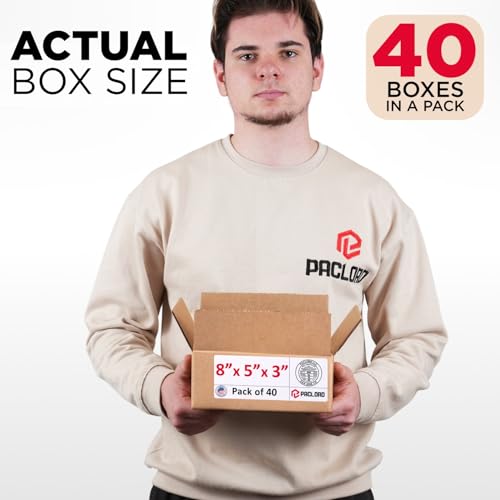 Image of Small Cardboard Boxes 8 inchL x 5 inchW x 3 inchH (Pack of 40) - USA-Made Packing Boxes for Moving, Shipping, or Storage - USPS, UPS, FedEx Approved - Professional Packing Supplies for Moving