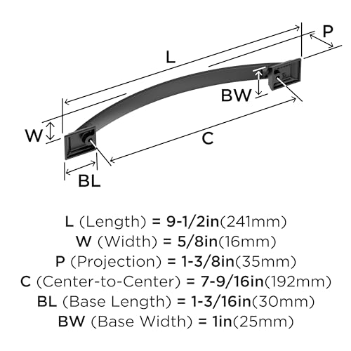 Image of Amerock Candler 7-9 /16 inch (192mm) Center-to-Center Black Bronze Cabinet Pull, BP29350BBR