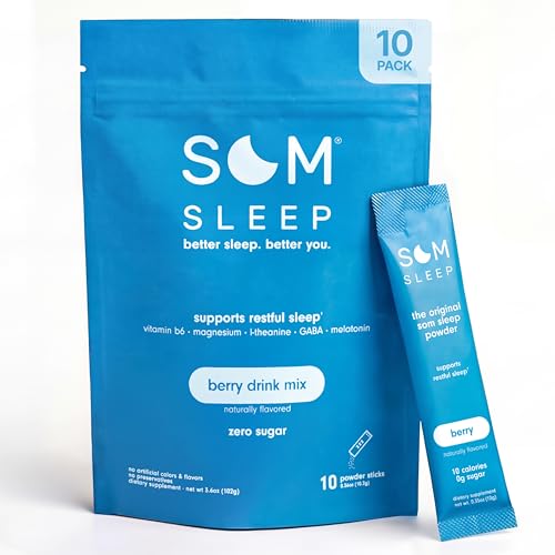Som Sleep Powder Sleep Aid for Adults Magnesium Melatonin Berry 10-Pack