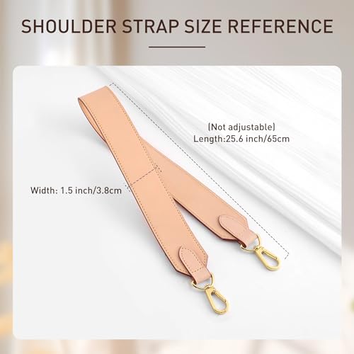 Doxo Vachetta Leather Wide Purse Straps Replacement Compatible with Lv Neverfull Graceful Speedy Tote Handbag, Cowhide Shoulder Bag Strap Handmade, 1.5W''/25.6L'',Beige2