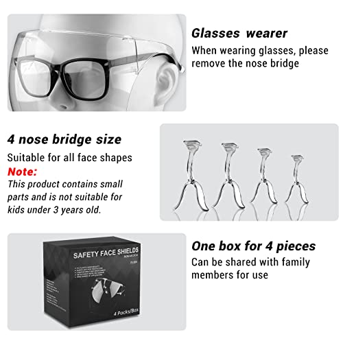 Earthroma Face Shield With Glasses 4 Pack, Anti-Fog Clear Face Mask Shield Ultra Clear Reusable Protective Plastic Mask Droplet Splash Guard For Women Men Kids thumb #5