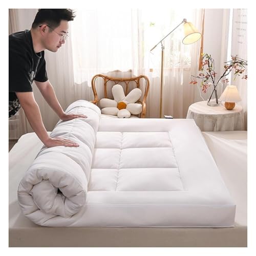 Colchón futón Grueso de Estilo japonés, Suave y Transpirable, Cama de Suelo Plegable para Adultos (tamaño Completo)(White,90x200cm)
