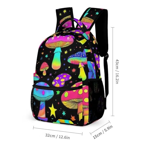 Backpack Bookbag Set Goth Gothic Magic Hippie Trippy Mushrooms (1) Backpack with Lunch Bags and Makeup Bag Shoulder Bag with Lunch Box Storage Bags2