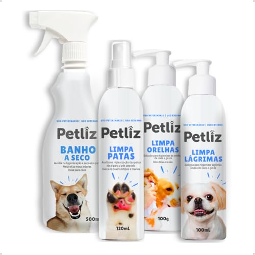 Kit Higiene e Cuidados Petliz para Cães e Gatos Banho a Seco Sem ...