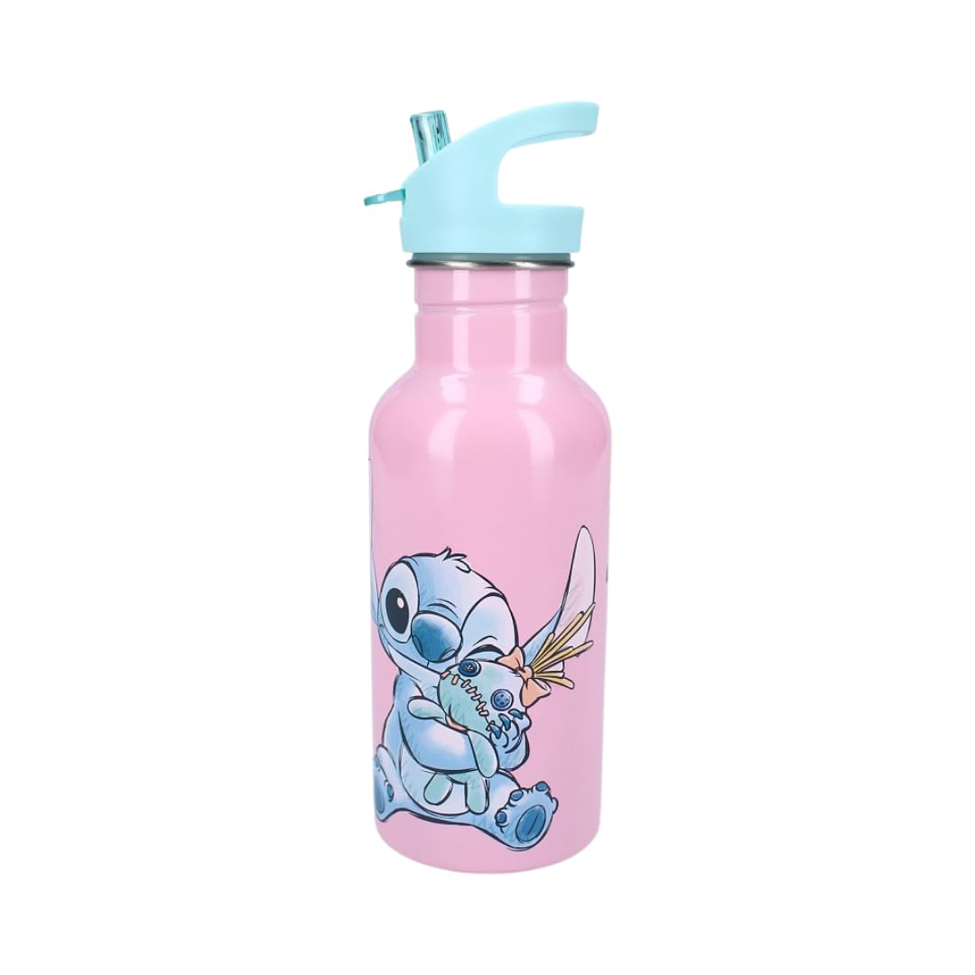 My sweety pop - Stitch Pink Kids Water Bottle - Stainless Steel - Nursery, Preschool, School, Holiday, Meal - 22cm - 500ml - Hydration - Gift Idea - Bottle (Stitch - Pink/Blue)