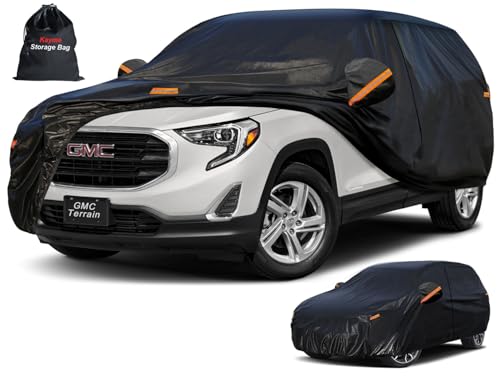 Image of Kayme 7 Layers SUV Car Cover Custom Fit for GMC Terrain (2010-2025) Waterproof All Weather for Automobiles, Outdoor Full Cover Rain Sun UV Protection.Black