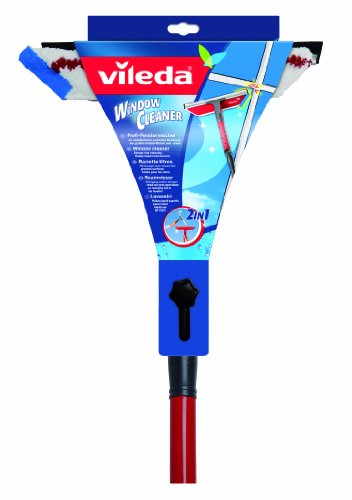 Vileda - 123384 - Raclette Vitre Active 2 en 1 avec Manche Télescopique