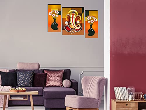 Image of Indianara Set of 3 Ganesha Art MDF Art Painting (1160FL) without glass 4.5 X 12, 9 X 12, 4.5 X 12 INCH