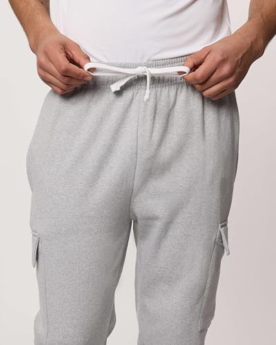 Real Essentials 3 Pack: Men's Tech Fleece Open Bottom Cargo Sweatpants with Pockets (Available in Big & Tall)4