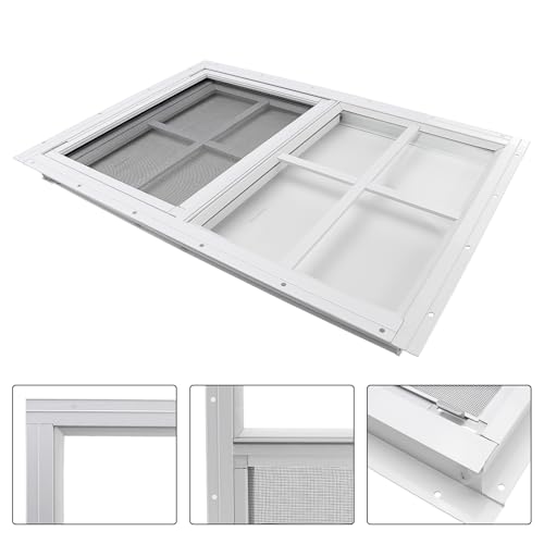 Ventanas de cobertizo correderas de 24x36 con vidrio templado y pantalla protectora 6