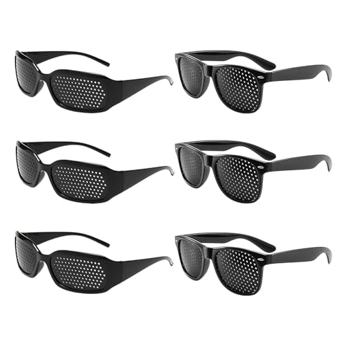 TYFGRT Pack De 6 Gafas Estenopeicas, Gafas De Entrenamiento Ocular, Gafas Antifatiga, Ojos Relajantes, Gafas De Diseño Creativo, Gafas De Malla
