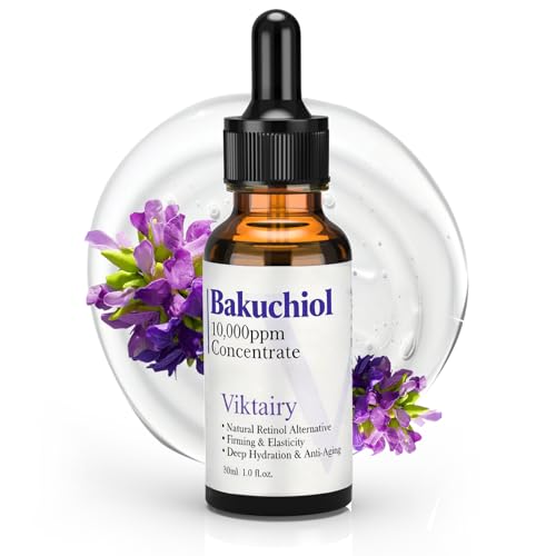 Viktairy Bakuchiol Serum Concentrate High-Potency Mix-In Bakuchiol Oil Serum Gentle Retinol Alternative for Wrinkle Reduction Hydrating & Firming Anti-Aging Skincare Vegan Non-GMO 30ml 10 000ppm