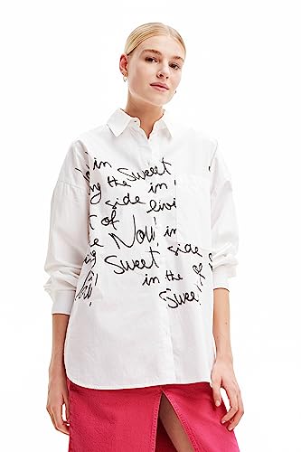 Blouse Desigual Cam_parugia Femme en popeline blanche de coton premium