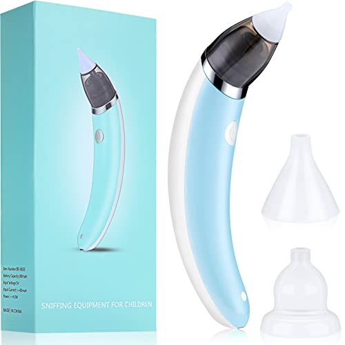 Baby Nasal Aspirator Automatic Nasal Sucker Electric Baby Nose Cleaner Nose Mucus Boogies with 5 Levels of Suction Rechargeable Portable Mucus Remover for Newborn Infant Toddler (Blue)