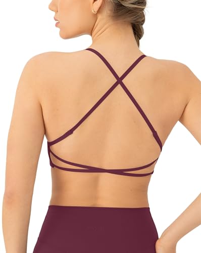 Image of PAVOI ACTIVE Open Back Strappy Yoga Workout Bras for Women - Low Support Criss-Cross Sports Gym Bra Removable Pads - FlexFlow