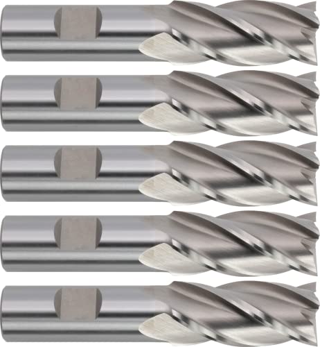 CME 5 pcs M42 Cobalt End Mills, Square Nose, Bright (Uncoated) Finish, 7/8