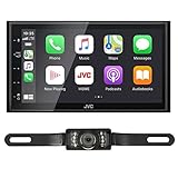 JVC KW-M560BT CarPlay Android Auto Multimedia Player w/ 6.8' Capacitive Touchscreen Bundled with + (1) License Plate Style Backup Camera