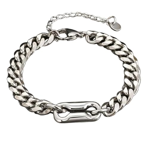 Chaîne cubaine en acier inoxydable bracelet punk rock ajustable numéro 8