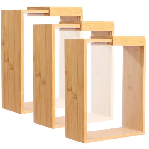 Image of 3 Pcs Wooden Cereal Storage Boxes, 8.7 x 6.8 x 3.1 in Dry Food Dispenser with Slide Lid, Visible Window, Wood Food Storage Container for Kitchen, Pantry Organization