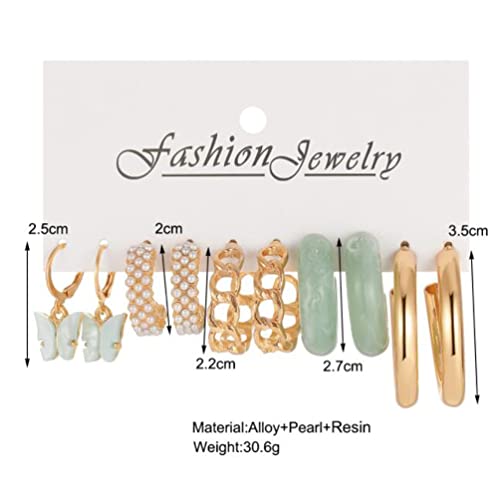 Acrylic Butterfly Earrings Pearl Earrings Transparent Earrings Metal Chain Earrings Set For Women Girls #TOP1