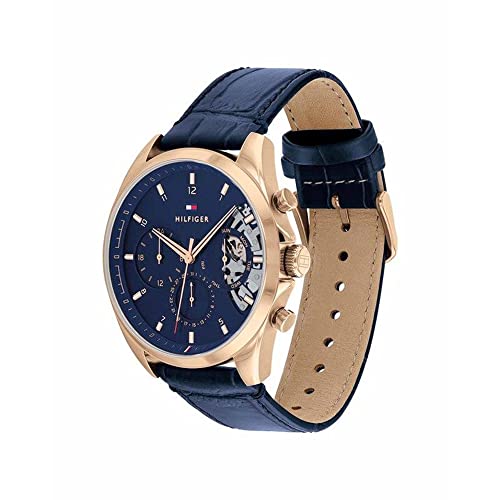 Tommy Hilfiger Mens 44 Baker Blue Dial Faux Leather Analogue Watch - TH1710451W - Image 2