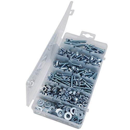 T.K.Excellent Machine Screw and Hex Nut and Flat Washer #8-32 to #1/4-20 Phillips-Slotted Round Head Combo Drive Bolt Assortment Kit,405 Pcs
