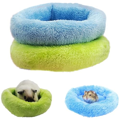 bangminda 2 Piezas Camas de Felpa para Animales Pequeño Cama Suave para Mamíferos Pequeños Nido de Peluche para Cobayas Cama para Cobaya Hámsteres Erizos Ardillas (Azul/Verde)