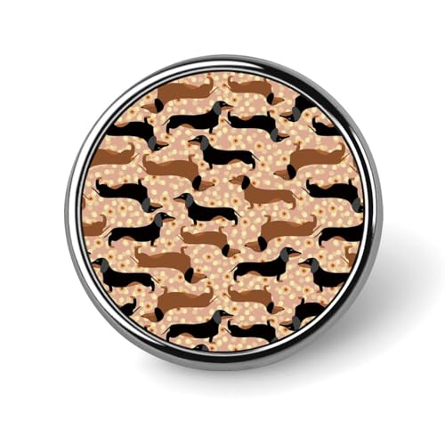 バッジ 円形 徽章 ダックスフンド 犬柄 缶バッジ 胸章 ピンバッチ ボタンブローチ 25mm おしゃれ ネクタイピン コレクション バッグ飾 帽子 胸飾り かばん掛け 工芸品 取付簡単 男女兼用 プレゼント