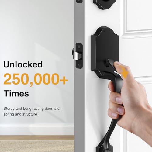 Image of Brightify Front Door Handle and Deadbolt Set, Front Door Lock Set, Front Door Handles with Lever, Single Cylinder Exterior Door Handle, Reversible for Right&Left Handed
