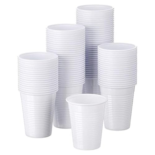 Generico Hermes Shop 1000 Bicchieri Plastica Bianchi 200 cc Bicchiere Polistirene Monouso per Acqua 10cf x 100 pezzi
