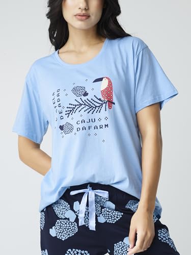 Image of Night Suit for Womens Checks Printed Cotton Night Dress of Top and Pajama Set 9410
