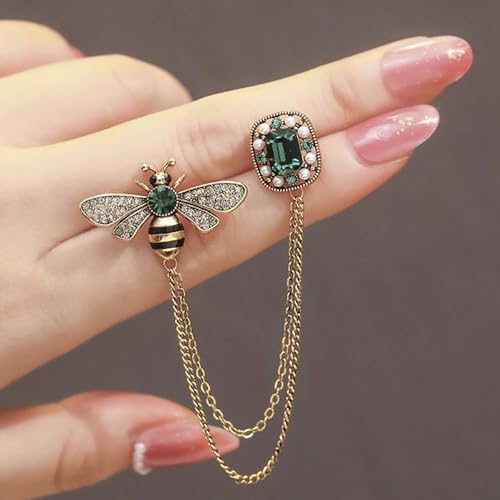 Image of women's chain brooch tassel chain rhinestone zircon brooch is suitable for women's metal chain clothing accessories, jewelry, gifts, and various holiday accessories