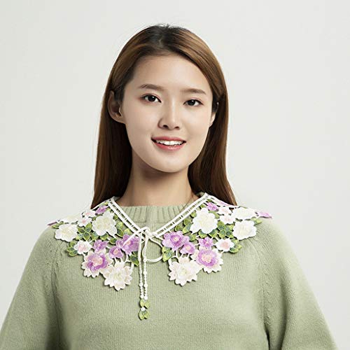 Fairytale Detachable Fake Collar Lace Shawl Embroidery Floral Capelet2