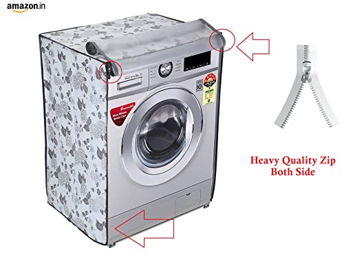 Image of AMAZOR Dust Proof & Water Proof Front Load Washing Machine Cover Polyester for LG 5.5 Kg, 6 Kg & 6.5 Kg (50Cmsx63Cmsx81Cms Black,Grey)